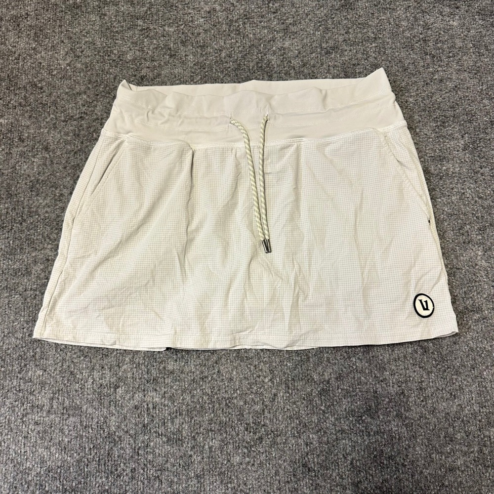 Vuori Skort Womens Size M Beige Grid Activewear Athletic Tennis Running Skirt